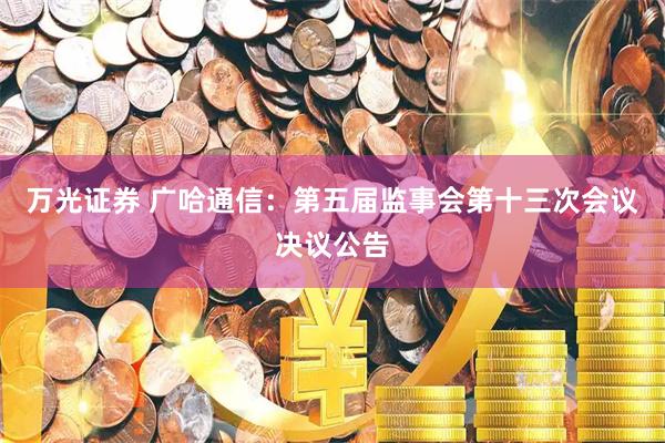 万光证券 广哈通信：第五届监事会第十三次会议决议公告